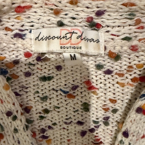 Rainbow Multi Colored Speckled Open-Front Cardigan Sweater - Picture 4 of 5